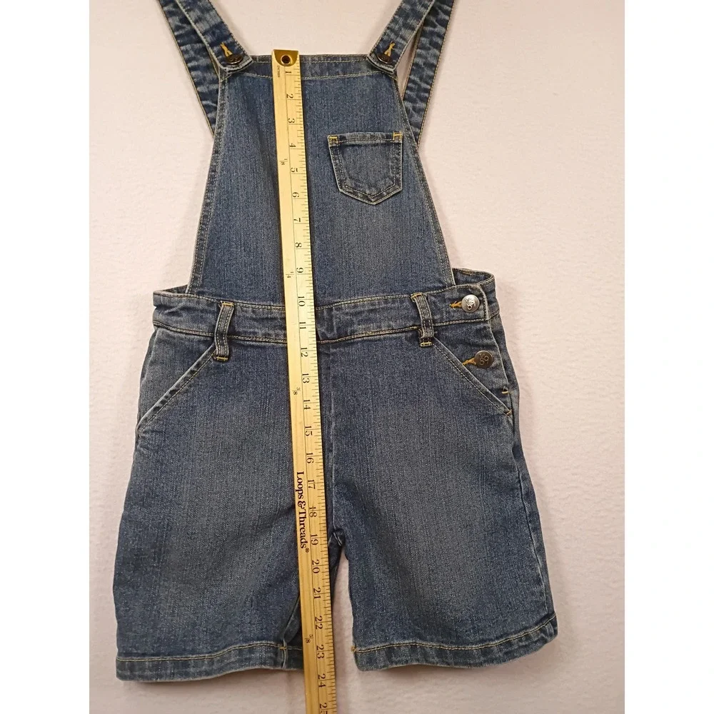 Kidcore The Childrens Place Girls 12 Blue Denim Heart Embroidered Short Overalls